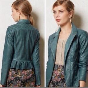 NWOT Anthropology Faux Leather Jacket By Cartonnier Sz 0